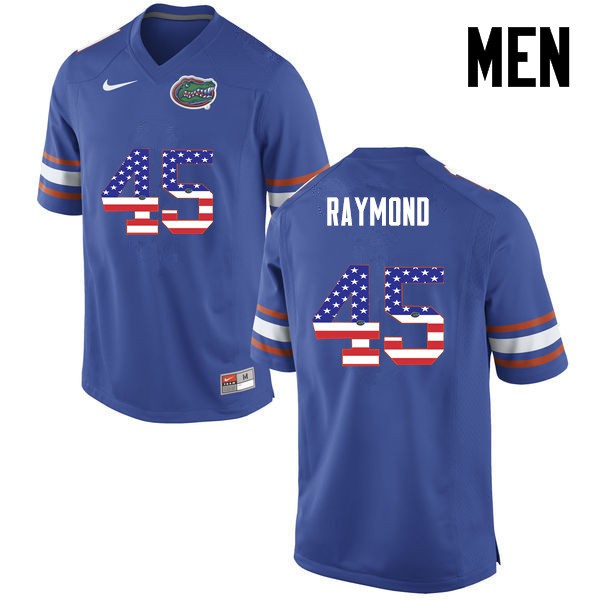 Florida Gators Men #45 R.J. Raymond College Football Jersey USA Flag Fashion Blue